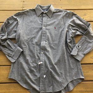 Ralph Lauren Grey Flannel Looking Long Sleeve Button-Up